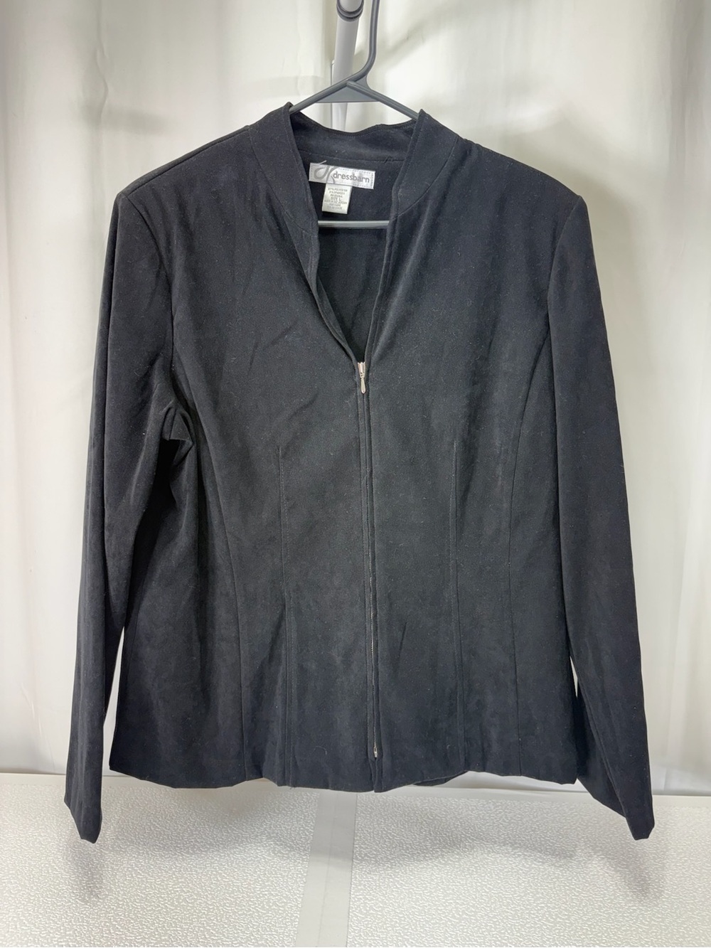 dressbarn Black Zip-Up Minimalist Blazer 4342